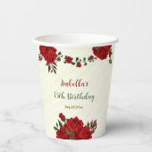 Gobelets En Papier belles fleurs rouges verdure mariage (Recto)