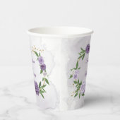 Gobelets En Papier belles fleurs teintes violettes verdure  (Droite)