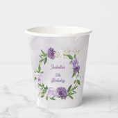 Gobelets En Papier belles fleurs teintes violettes verdure  (Recto)