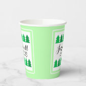 Gobelets En Papier Belles rangées d'arbres de Noël verts Joie Année p (Gauche)