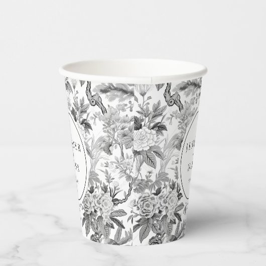 Gobelets En Papier Belles tasses de papier mariage noir blanc (Droite)