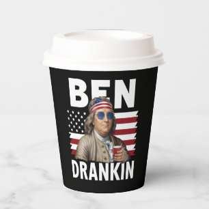 Gobelets En Papier Ben Drankin Beer 4 juillet Drapeau Vintage Drôle a