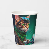 Gobelets En Papier Bengal Chat conduire vélo St. Patrick's Day (Verso)