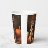 Gobelets En Papier Berger Allemand Chiot Citrouille d'automne (Droite)