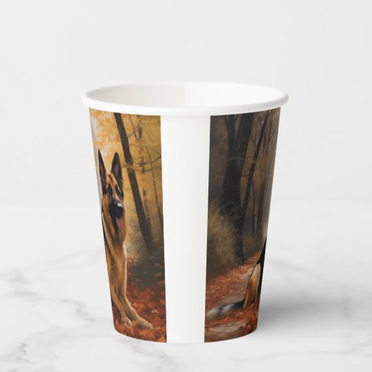 Gobelets En Papier Berger allemand en automne Feuilles automne Inspir (Gauche)