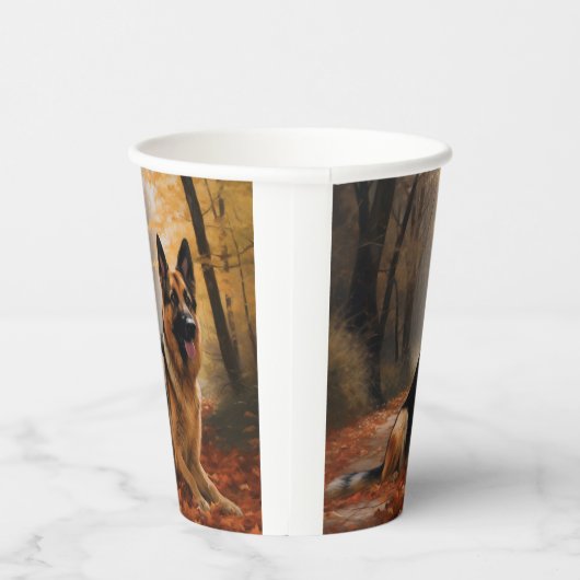 Gobelets En Papier Berger allemand en automne Feuilles automne Inspir (Droite)