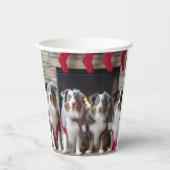 Gobelets En Papier Berger australien près de la cheminée Noël (Recto)