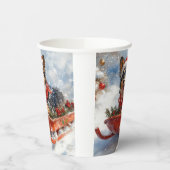 Gobelets En Papier Berger belge en luge Laisser neiger Noël (Gauche)