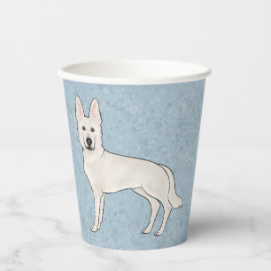 Gobelets En Papier Berger Blanc Suisse Blanc GSD Dessin Animé Chien B