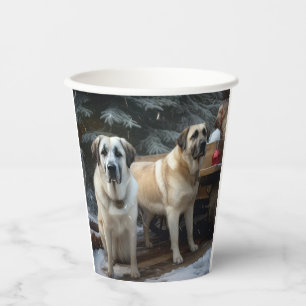 Gobelets En Papier Berger d'Anatolie Noël Traîneau Décor de Noël