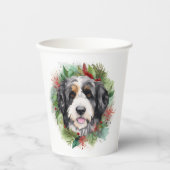 Gobelets En Papier Bernedoodle Christmas Wreath Festive Pup (Recto)