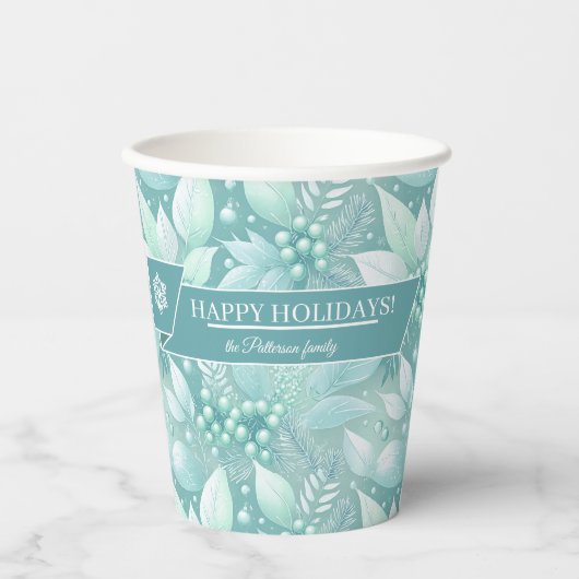 Gobelets En Papier Berries de Noël côtier Motif #7 ID1009 (Recto)