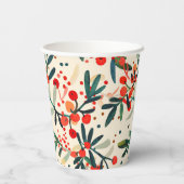 Gobelets En Papier Berries de Noël Rouge moderne (Verso)