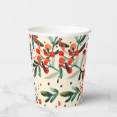 Gobelets En Papier Berries de Noël Rouge moderne (Droite)