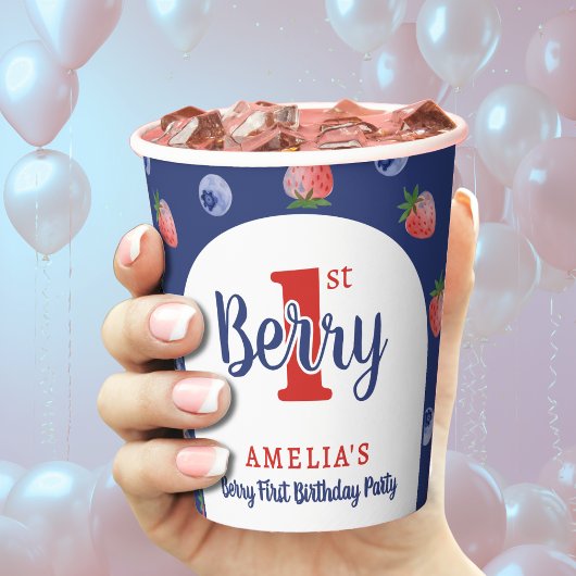Gobelets En Papier Berry 1er Anniversaire Fraise Bleu bleuet fraise