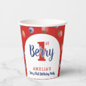 Gobelets En Papier Berry 1er Anniversaire Fraise Blueberry Red (Recto)