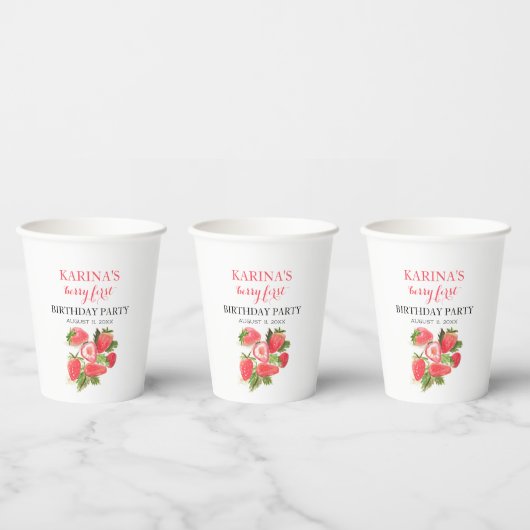 Gobelets En Papier Berry 1er Anniversaire Fraise fraise été (Multi)