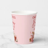 Gobelets En Papier Berry 1er Anniversaire Pink Red Strawberry Nom (Droite)