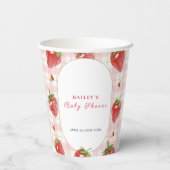 Gobelets En Papier Berry aux fraises roses En vichy Baby shower sucré (Verso)