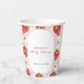 Gobelets En Papier Berry aux fraises roses En vichy Baby shower sucré (Recto)