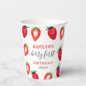 Gobelets En Papier Berry aux fraises sucrées Premier 1er anniversaire (Verso)