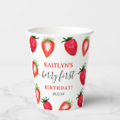 Gobelets En Papier Berry aux fraises sucrées Premier 1er anniversaire (Recto)