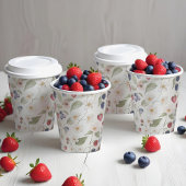 Gobelets En Papier Berry Baby shower doux Fleurs et baies sauvages