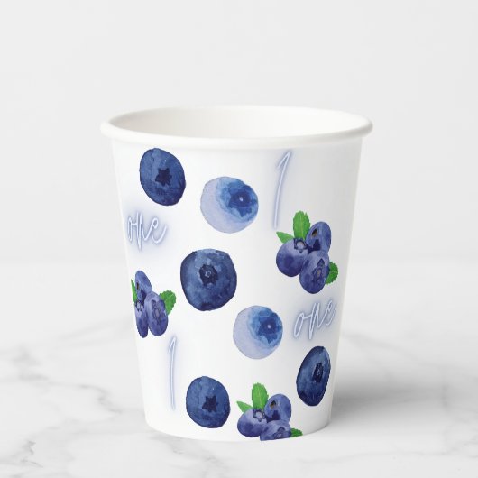 Gobelets En Papier Berry First | 1er anniversaire | Blueberry | MOTIF (Recto)