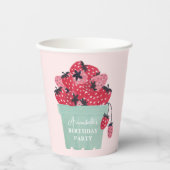 Gobelets En Papier Berry First Birday Party fraise (Recto)