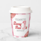 Gobelets En Papier "Berry First Birthday Girl strawberry Party (Verso)