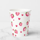 Gobelets En Papier Berry First Birthday Strawberry Hearts (Verso)