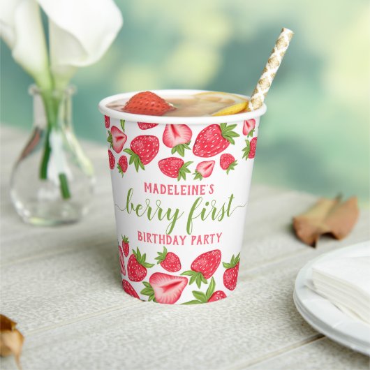 Gobelets En Papier Berry First Strawberry 1er anniversaire Personnali (Insitu)