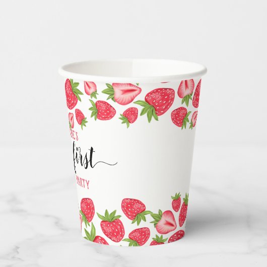 Gobelets En Papier Berry First Strawberry 1er fête d'anniversaire Per (Gauche)