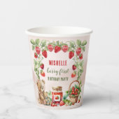 Gobelets En Papier Berry First Strawberry et Bear Anniversaire (Recto)