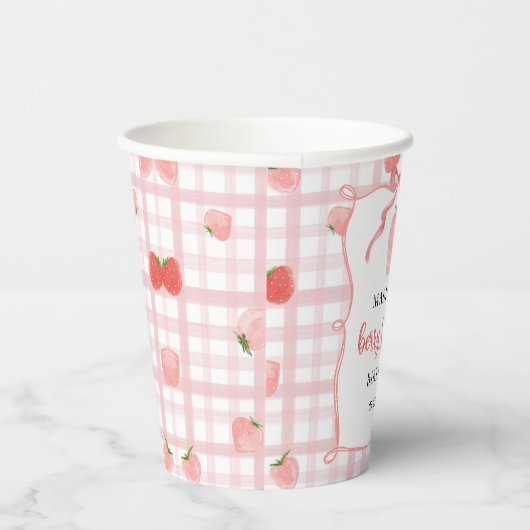 Gobelets En Papier Berry First Strawberry Pink En vichy 1er anniversa (Droite)