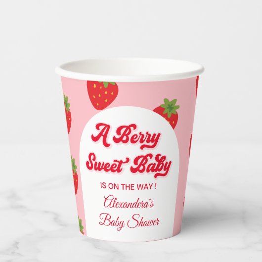 Gobelets En Papier Berry fraise Baby shower sucré (Recto)