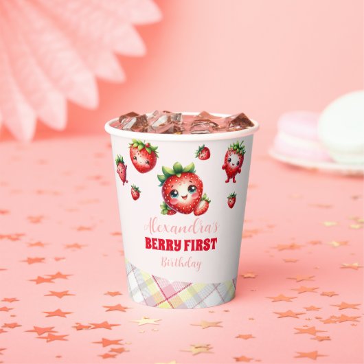 Gobelets En Papier Berry fraise Premier anniversaire (Insitu)
