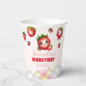 Gobelets En Papier Berry fraise Premier anniversaire (Verso)