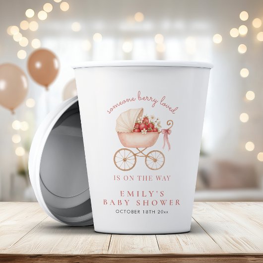Gobelets En Papier Berry Loved Strawberry Girl Baby shower