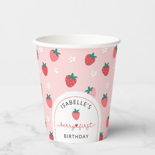 Gobelets En Papier Berry premier anniversaire 1er anniversaire fille (Recto)