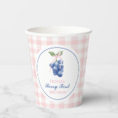 Gobelets En Papier Berry Premier anniversaire de bleuets Pink Bow En (Recto)