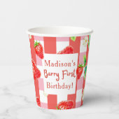 Gobelets En Papier Berry Premier anniversaire - Fraise 1ère Fille (Verso)