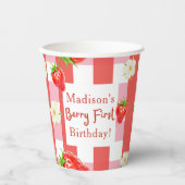 Gobelets En Papier Berry Premier anniversaire - Fraise 1ère Fille (Recto)
