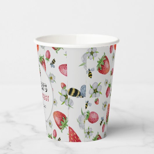 Gobelets En Papier Berry Premier anniversaire Fraise fête d'anniversa (Gauche)