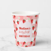 Gobelets En Papier Berry Premier Anniversaire fraise Premier 1er Bien (Verso)