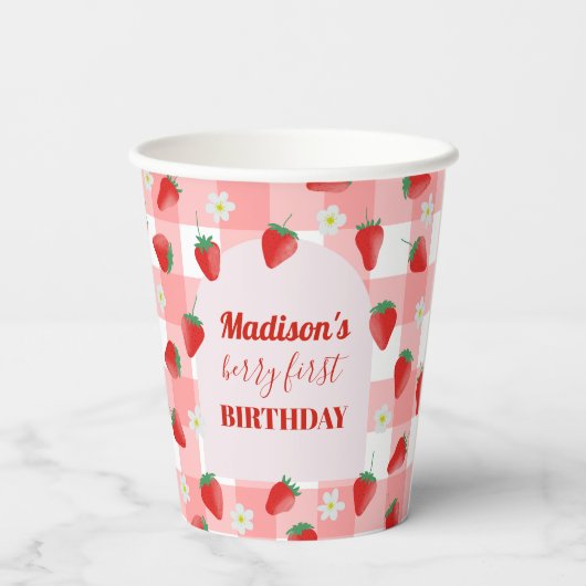 Gobelets En Papier Berry Premier Anniversaire fraise Premier 1er Bien (Verso)
