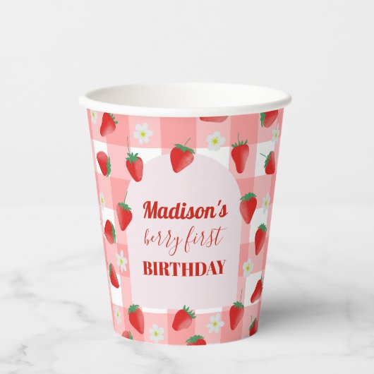 Gobelets En Papier Berry Premier Anniversaire fraise Premier 1er Bien (Recto)