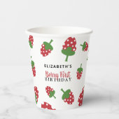 Gobelets En Papier Berry Premier anniversaire mignon Fille fraise sur (Recto)