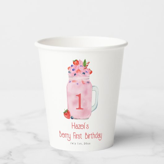 Gobelets En Papier Berry Premier anniversaire Smoothie (Recto)