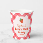 Gobelets En Papier Berry rouge fraise première fête d'anniversaire (Verso)